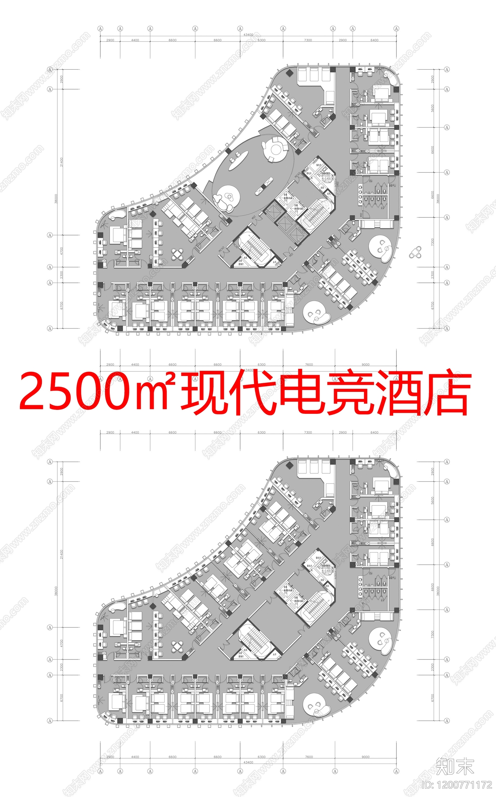 现代酒店建筑施工图下载【ID:1200771172】