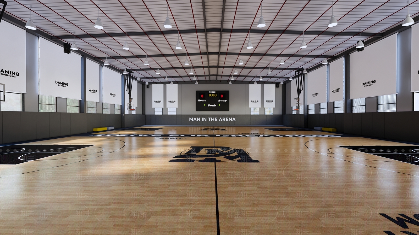 现代篮球场SU模型下载【ID:1200773862】