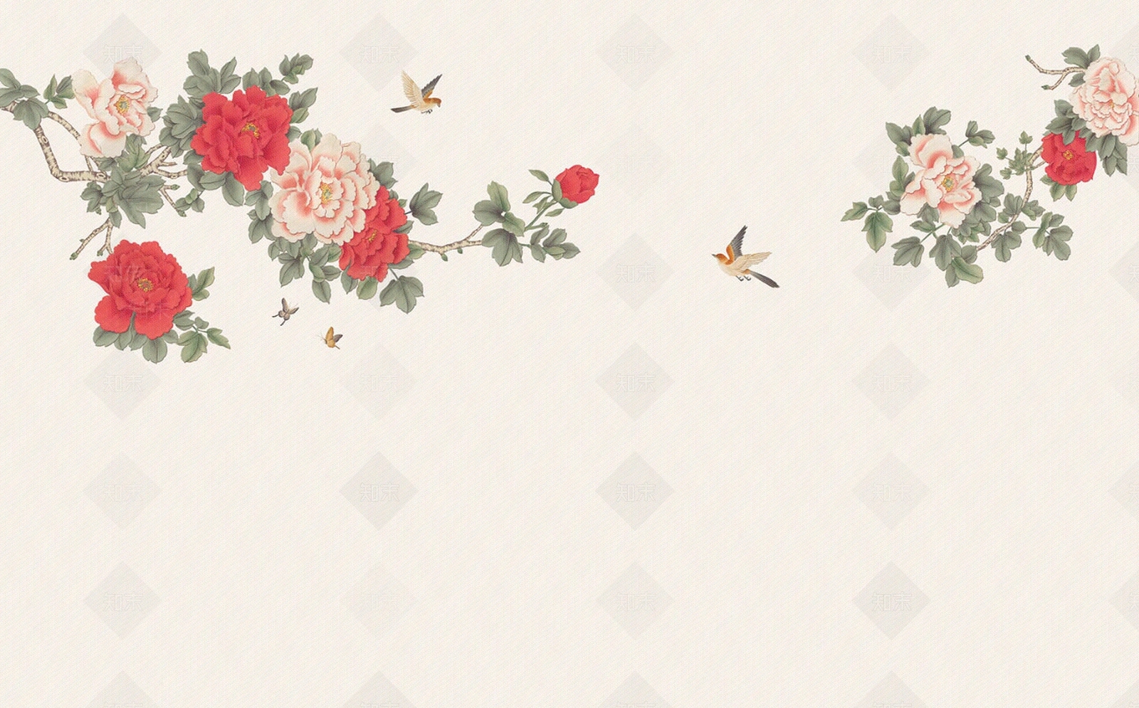 新中式轻奢花鸟壁纸贴图下载【ID:1200775892】