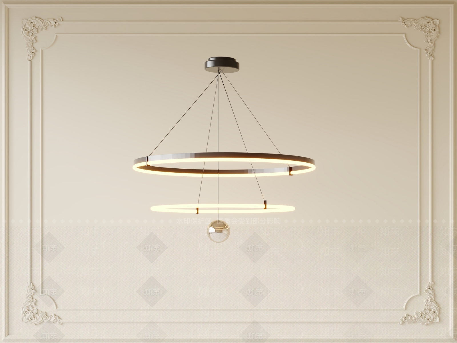 现代中古吊灯3D模型下载【ID:1200774702】