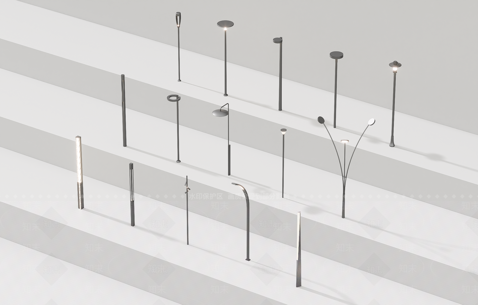 现代景观灯SU模型下载【ID:1200777861】