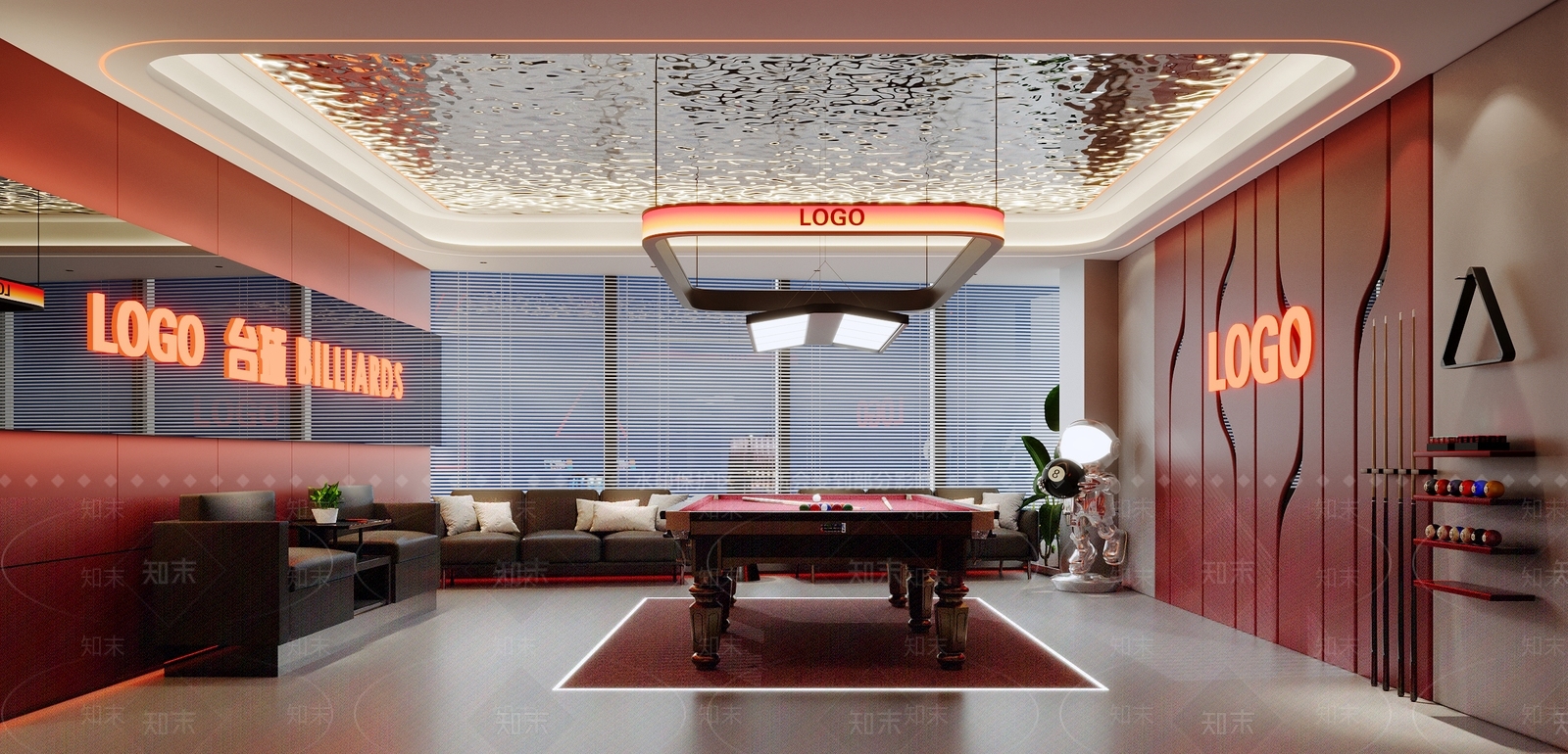 现代台球室3D模型下载【ID:1200778304】