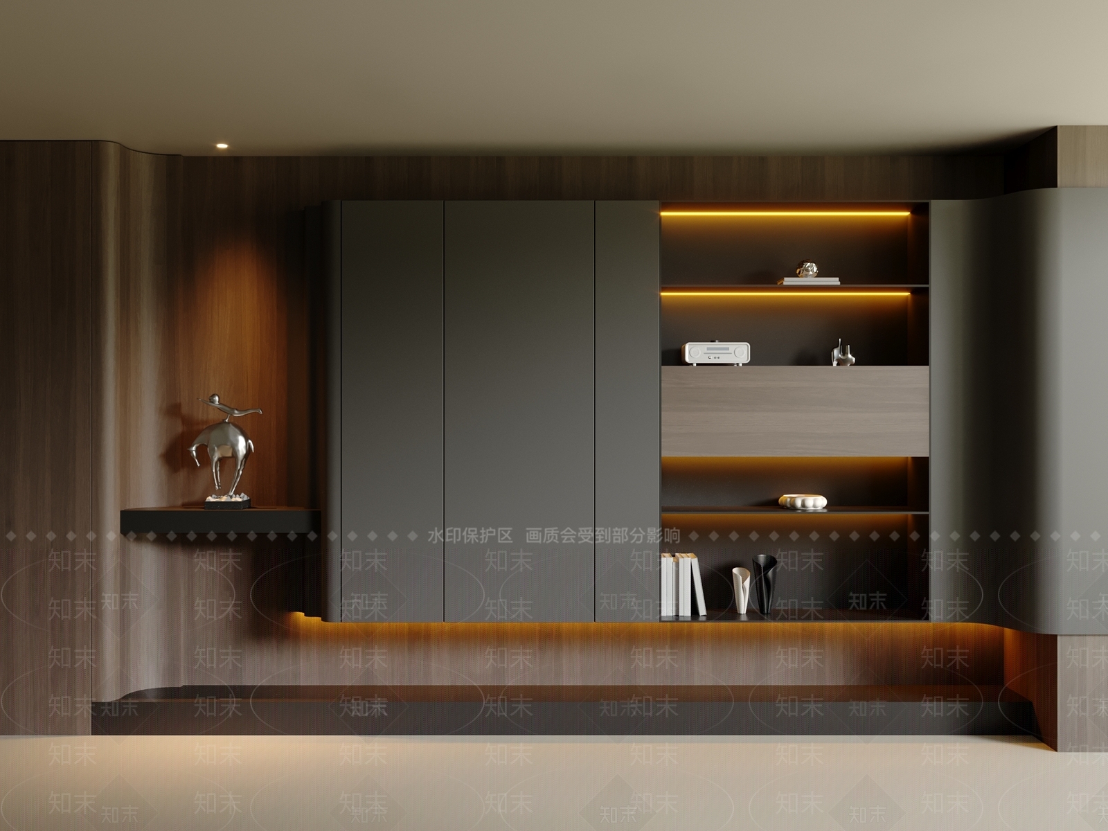 现代意式书柜3D模型下载【ID:1200778795】