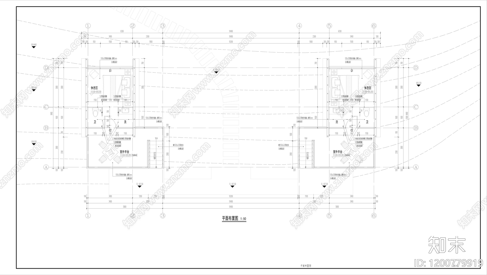 现代民宿建筑cad施工图下载【ID:1200779919】