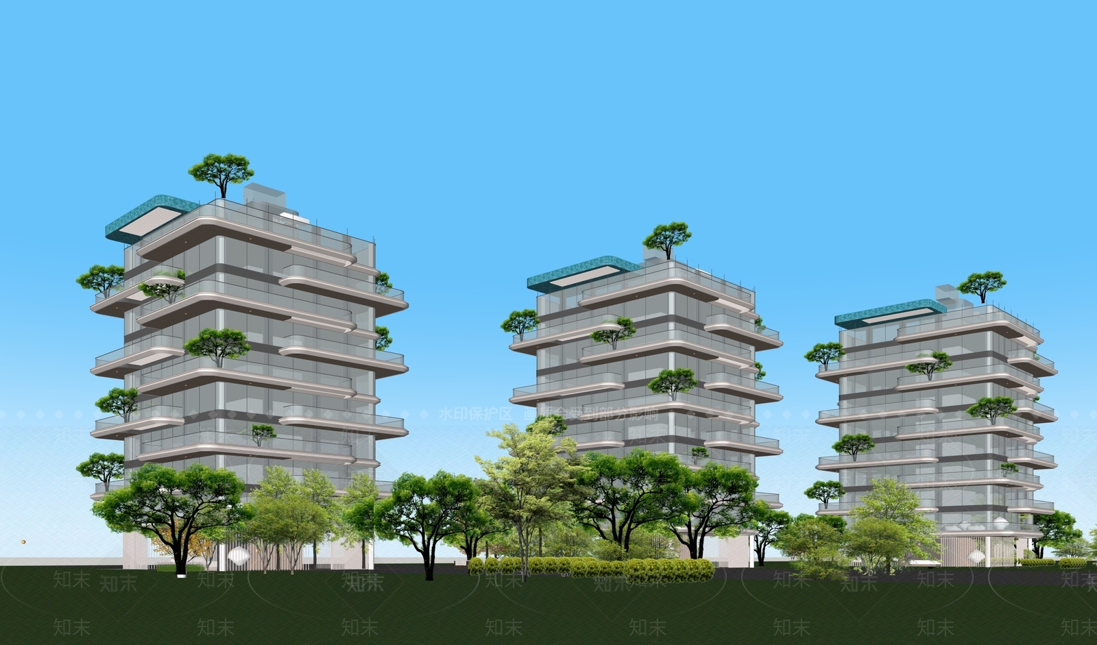 现代高层住宅SU模型下载【ID:1200780279】