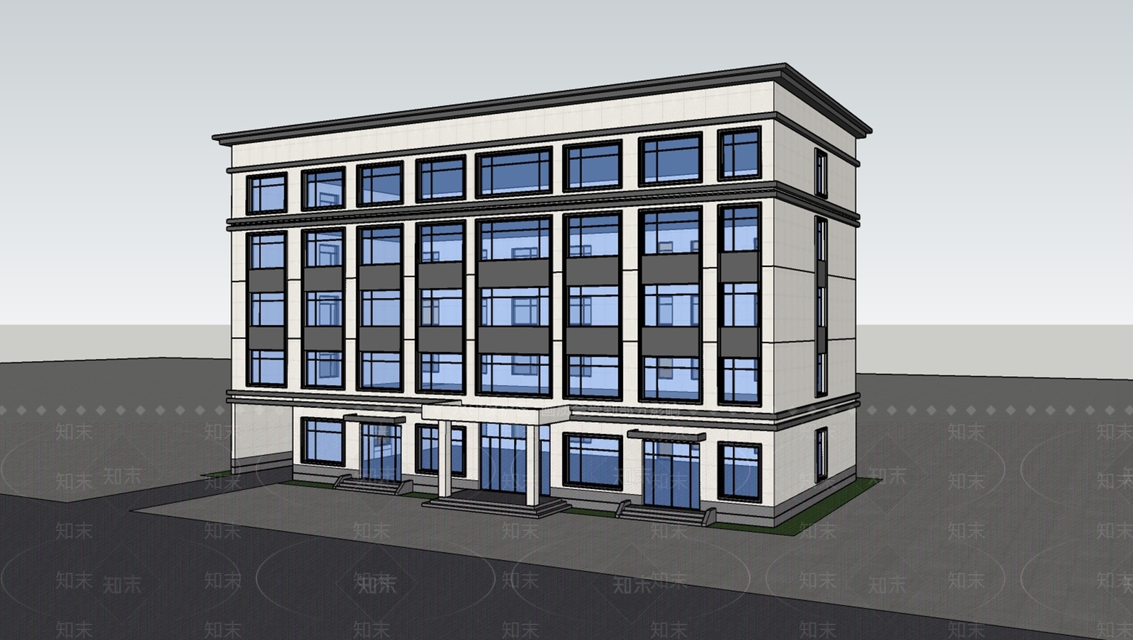 现代极简办公楼SU模型下载【ID:1200781232】