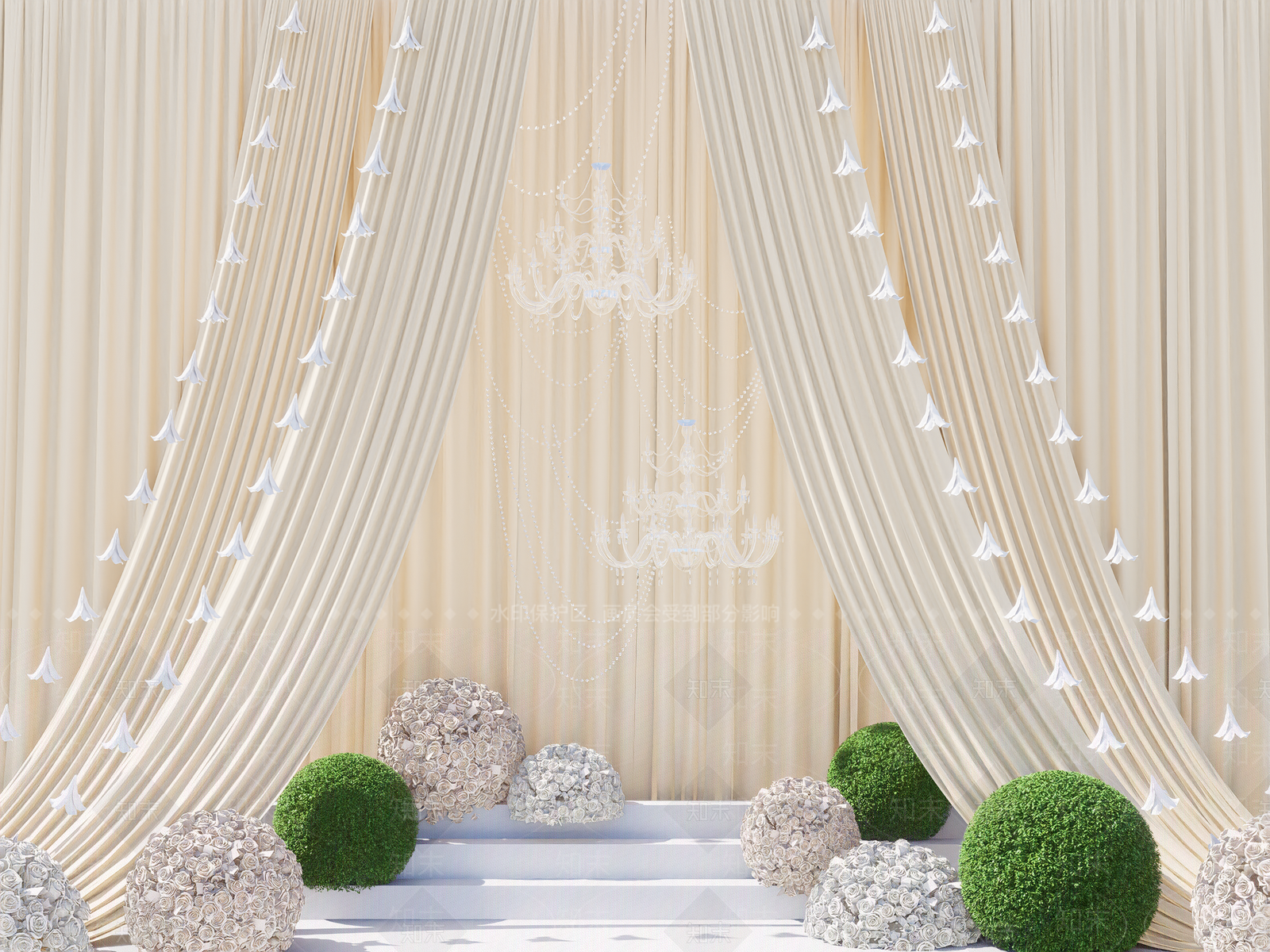 极简奶油其他舞台场景SU模型下载【ID:1200870632】