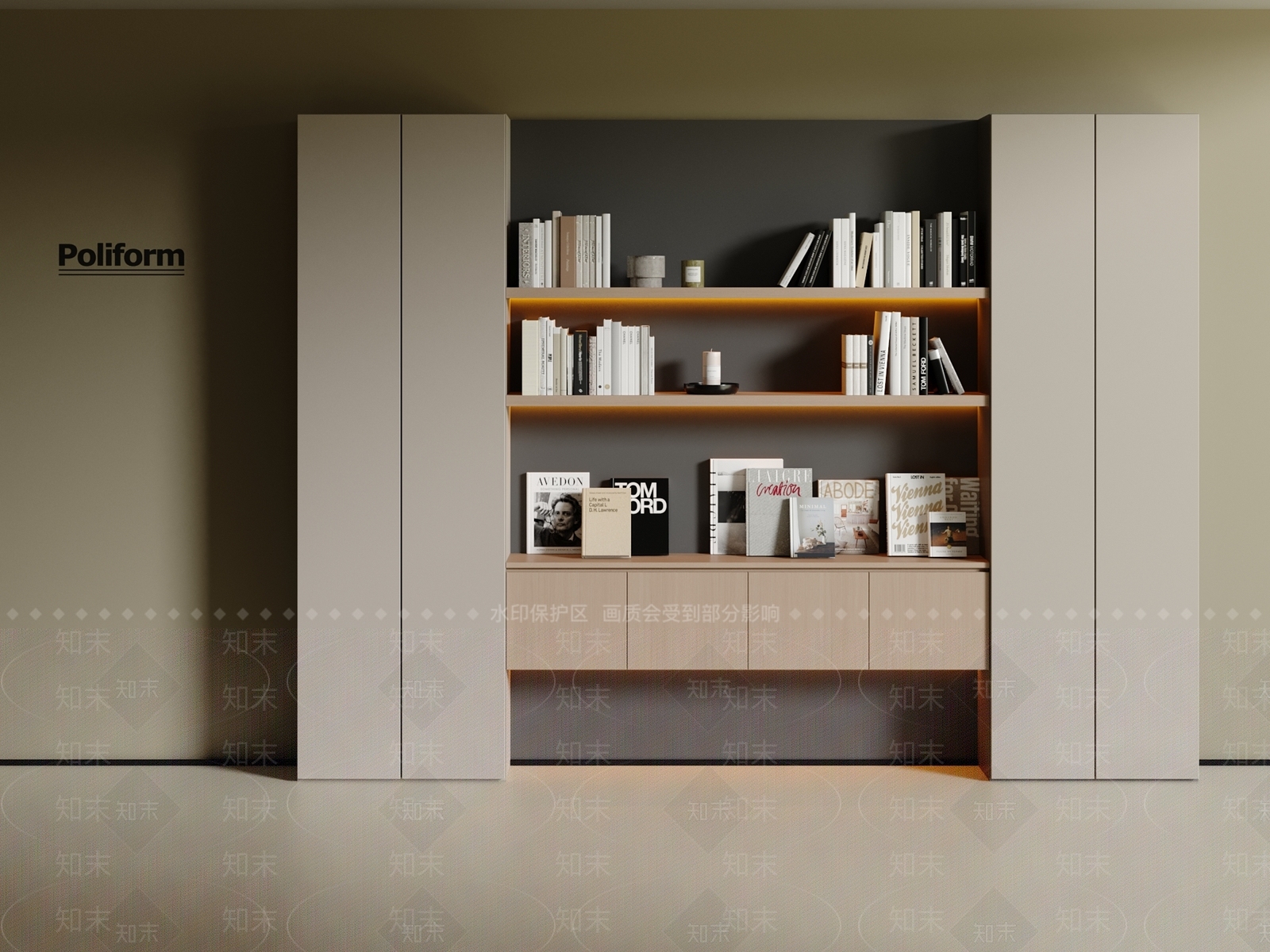 现代中古书柜3D模型下载【ID:1200781749】