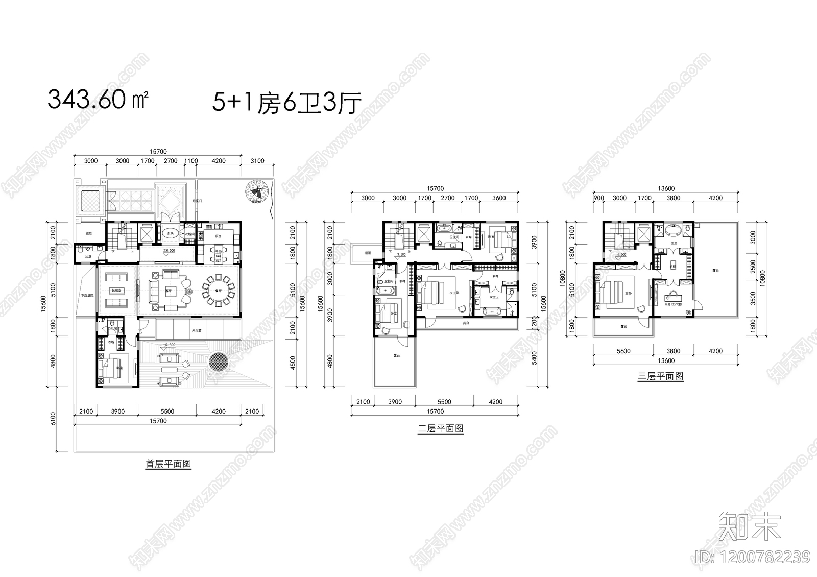 现代别墅建筑cad施工图下载【ID:1200782239】