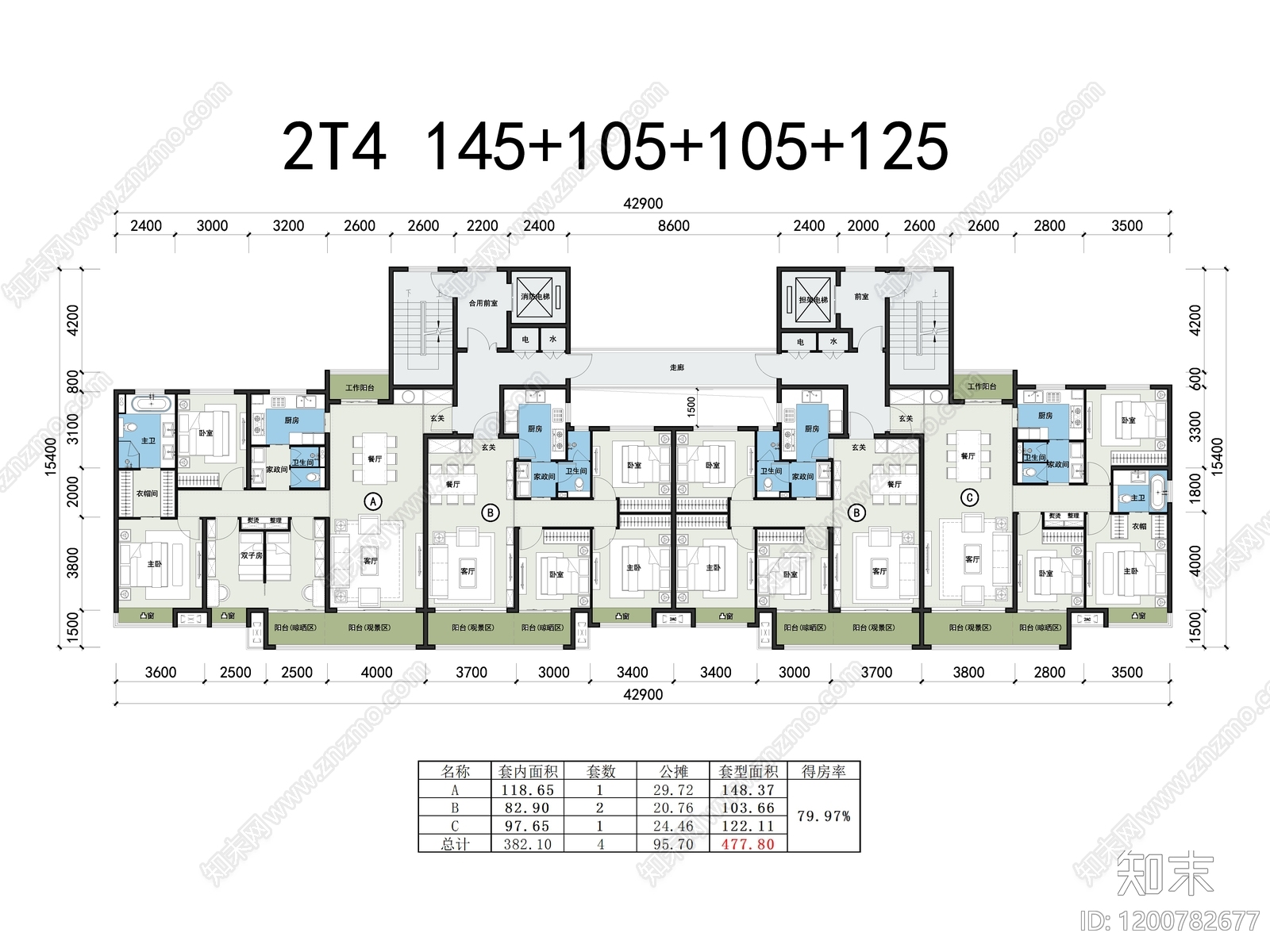 现代住宅楼建筑施工图下载【ID:1200782677】