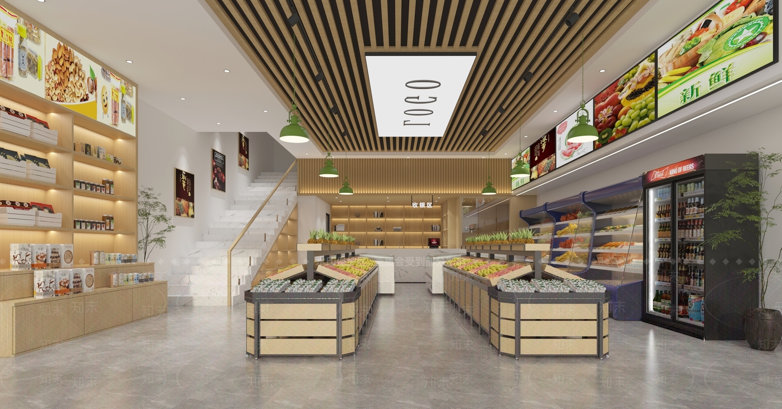 现代原木水果店3D模型下载【ID:1200784972】