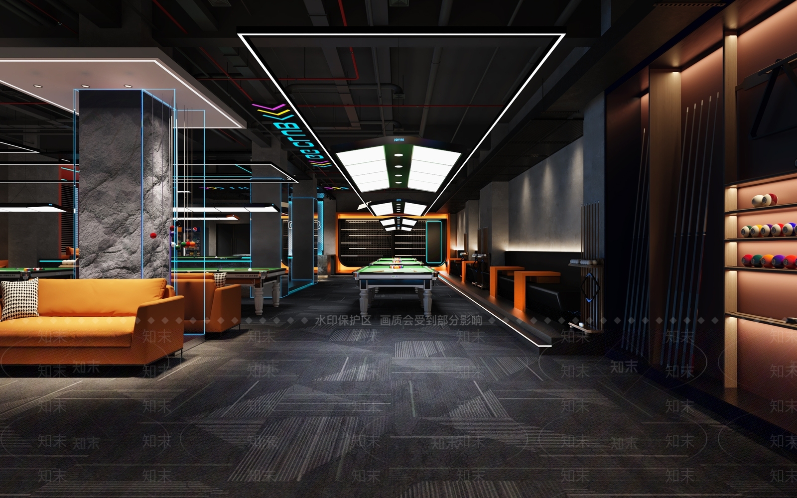 现代工业台球室3D模型下载【ID:1200785195】