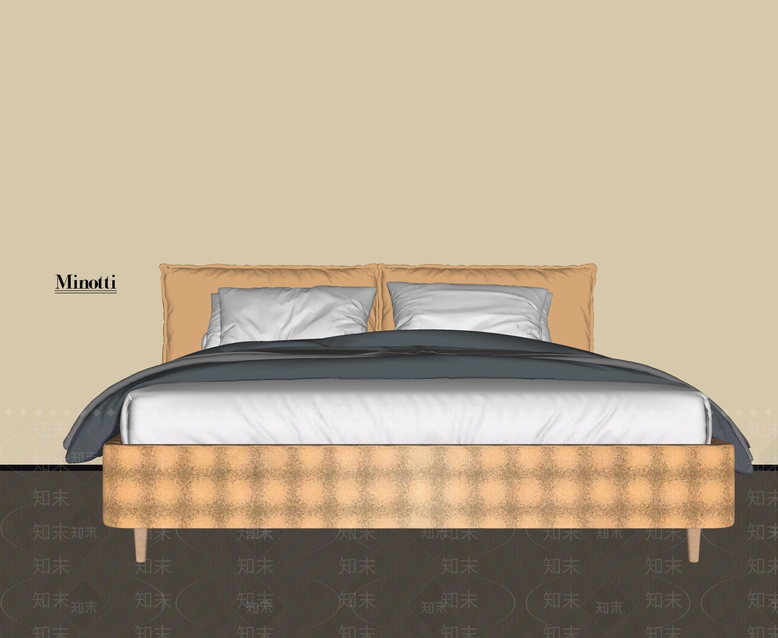 现代简约双人床SU模型下载【ID:1200785887】