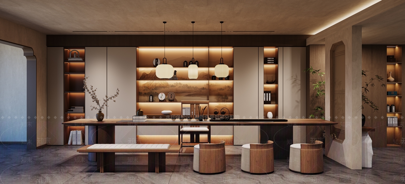 新中式现代酒店3D模型下载【ID:1200789059】