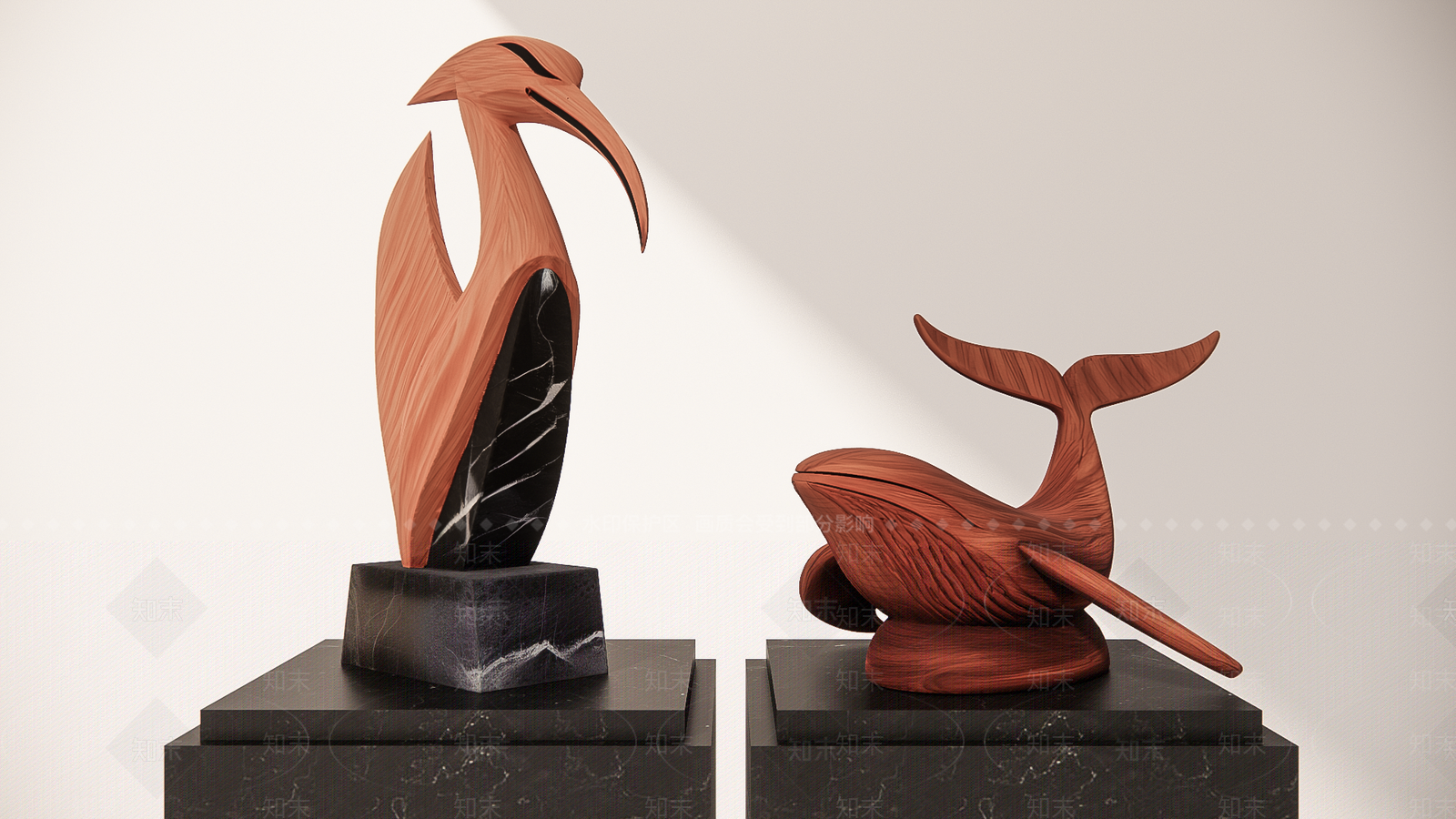 原木北欧雕塑摆件SU模型下载【ID:1200791625】