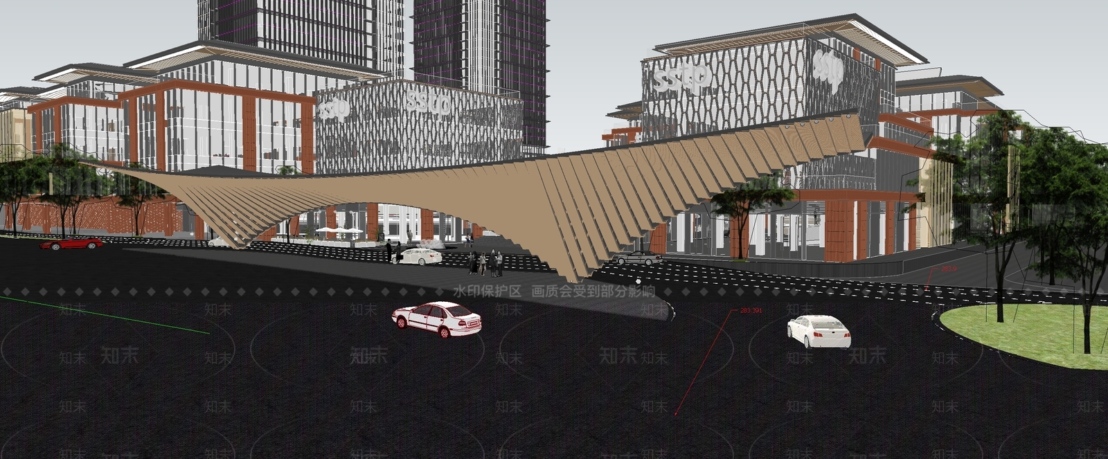 现代办公园区景观SU模型下载【ID:1200793382】