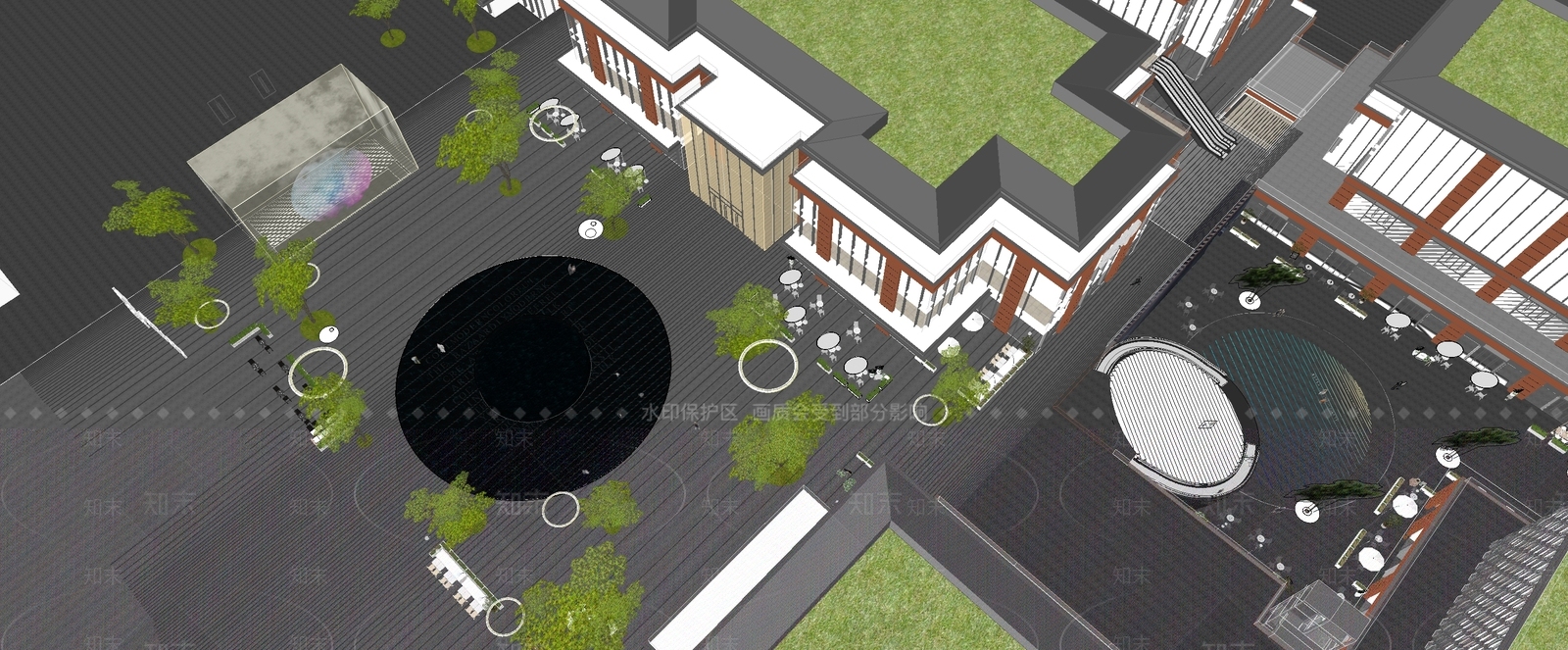 现代商业综合体景观SU模型下载【ID:1200793303】