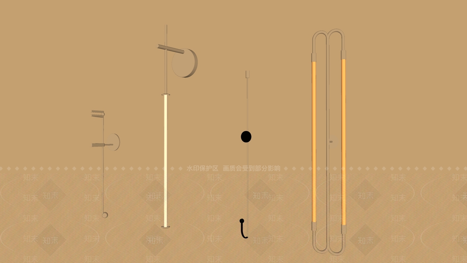 现代极简壁灯SU模型下载【ID:1200794398】