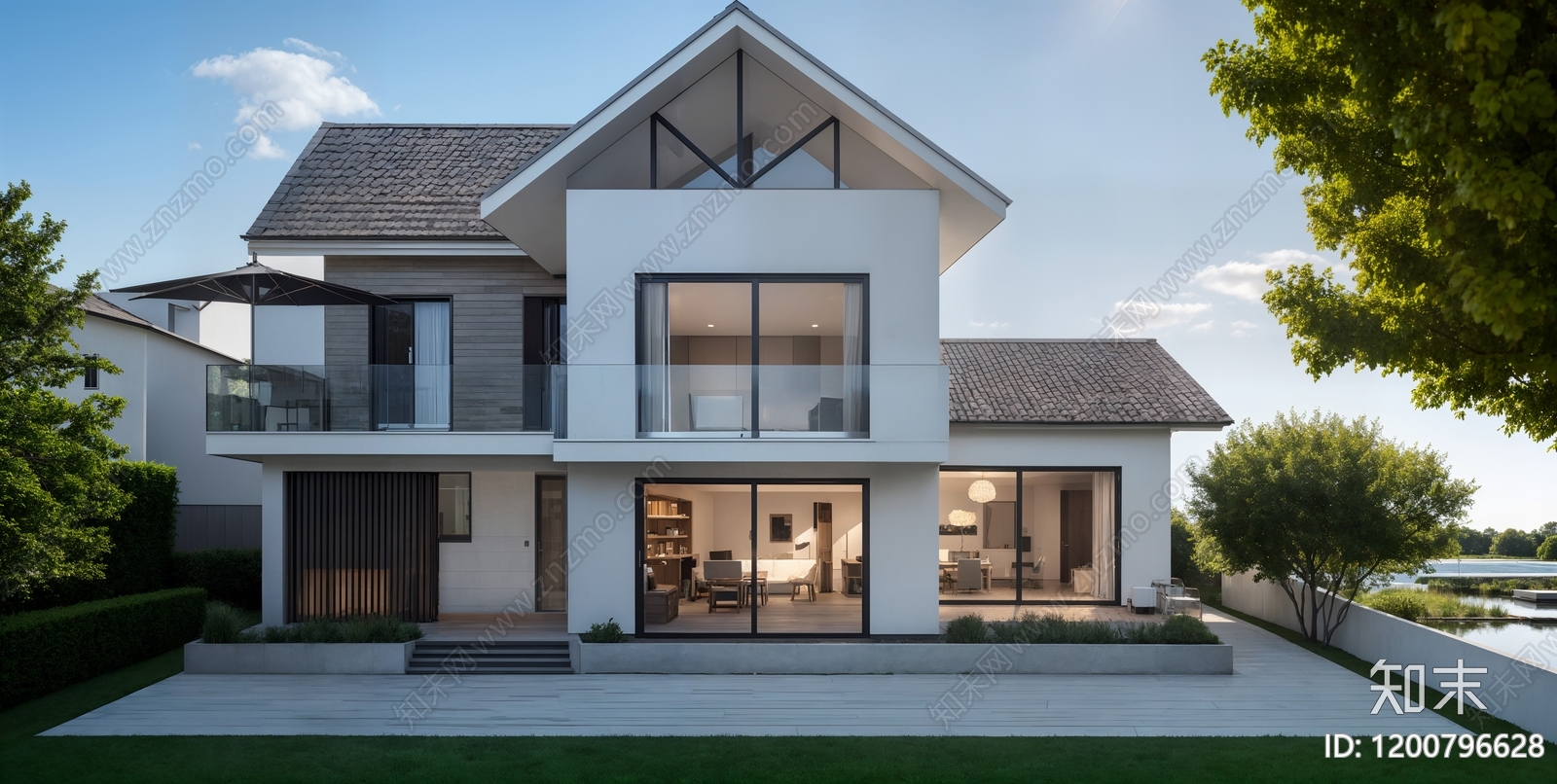 现代极简别墅建筑施工图下载【ID:1200796628】