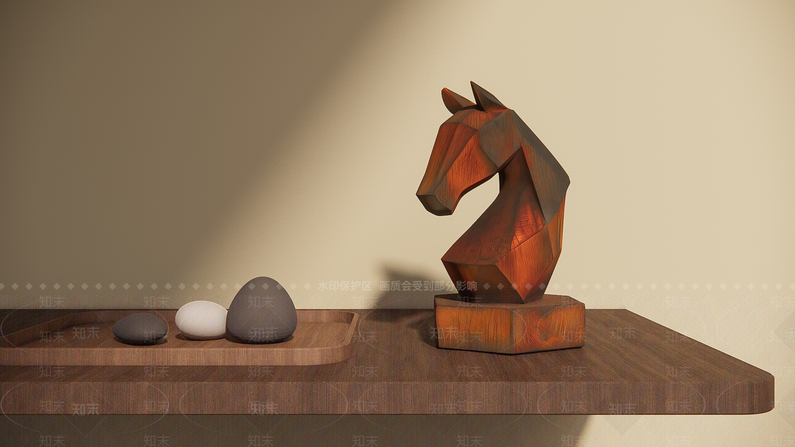 原木简约雕塑摆件SU模型下载【ID:1200797113】