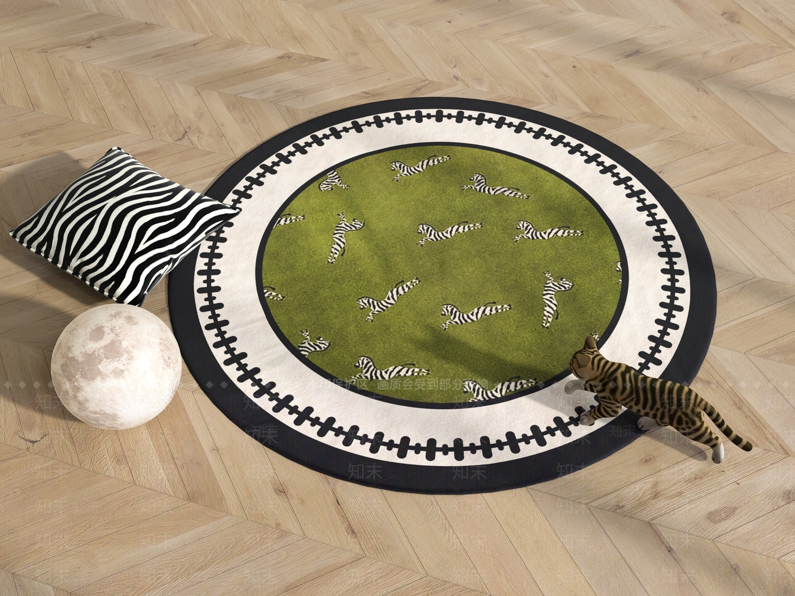 中古法式圆形地毯SU模型下载【ID:1200799557】