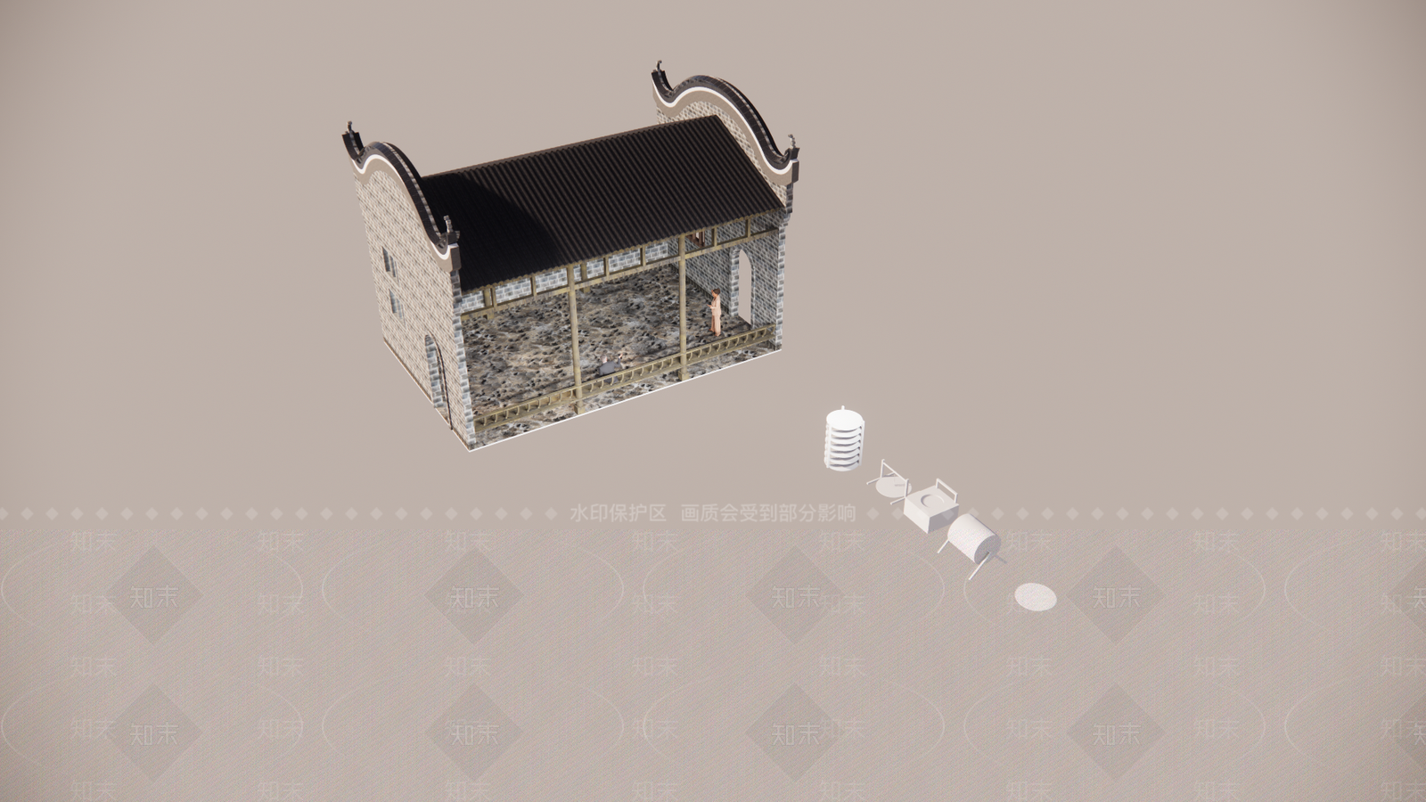中式中古古建筑SU模型下载【ID:1200970755】