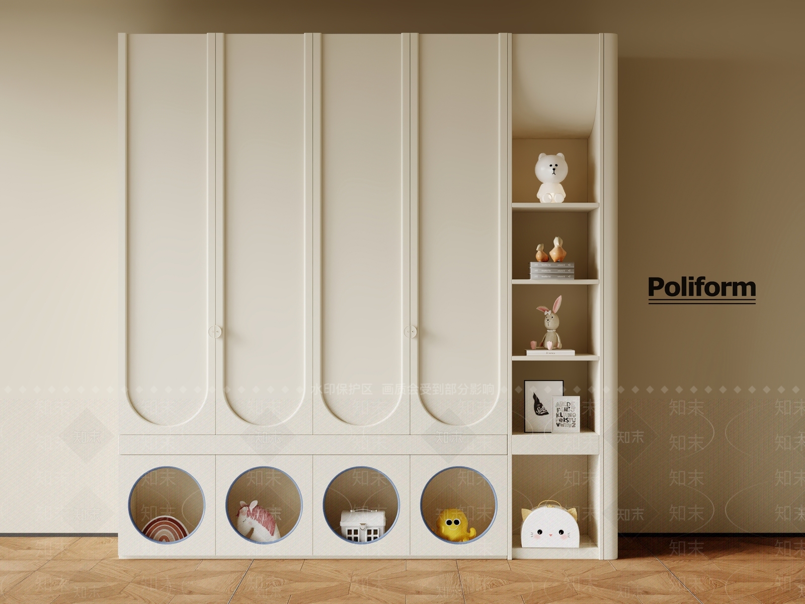 中古奶油衣柜3D模型下载【ID:1200812189】