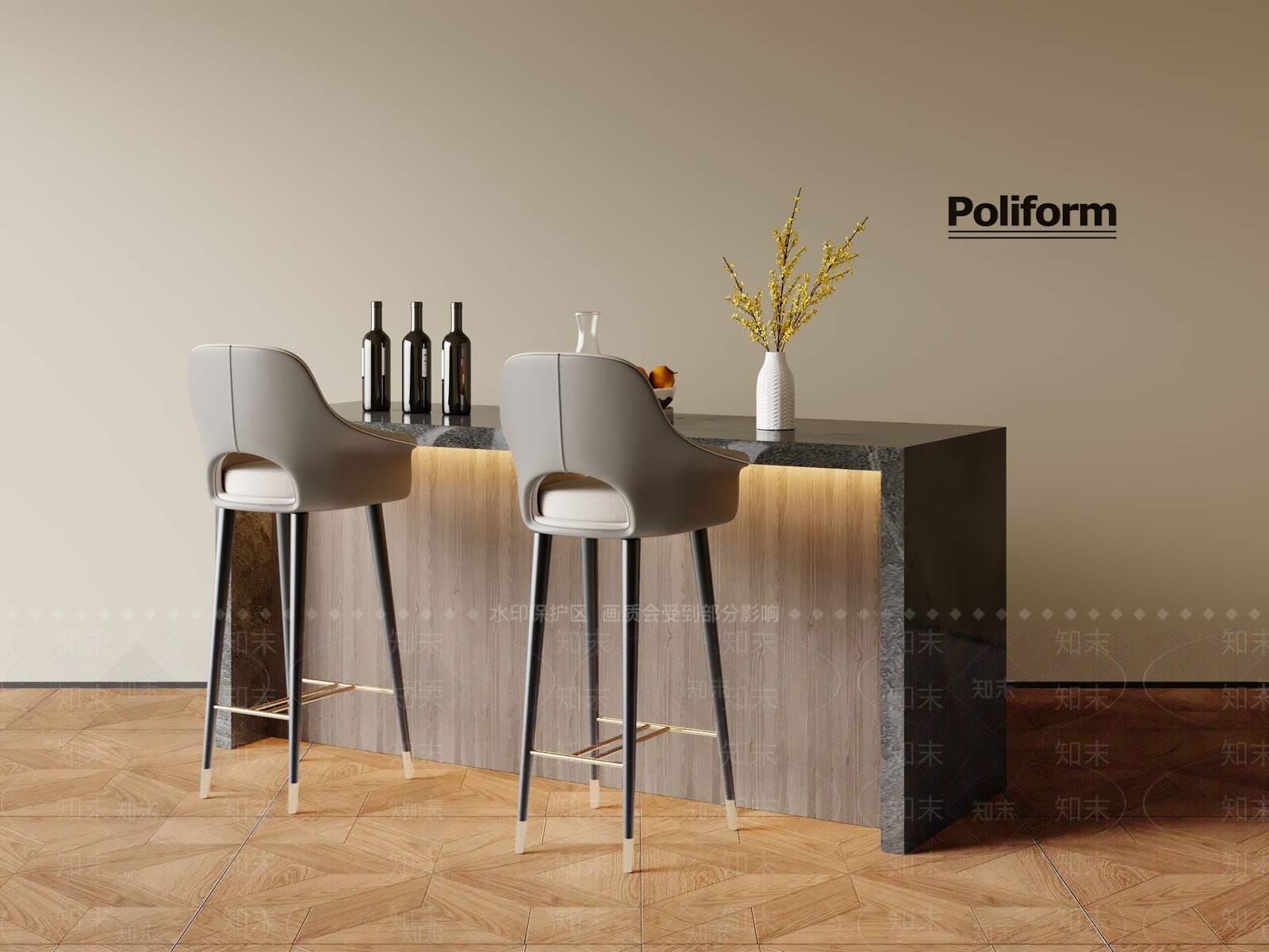 现代中古吧台3D模型下载【ID:1200812377】