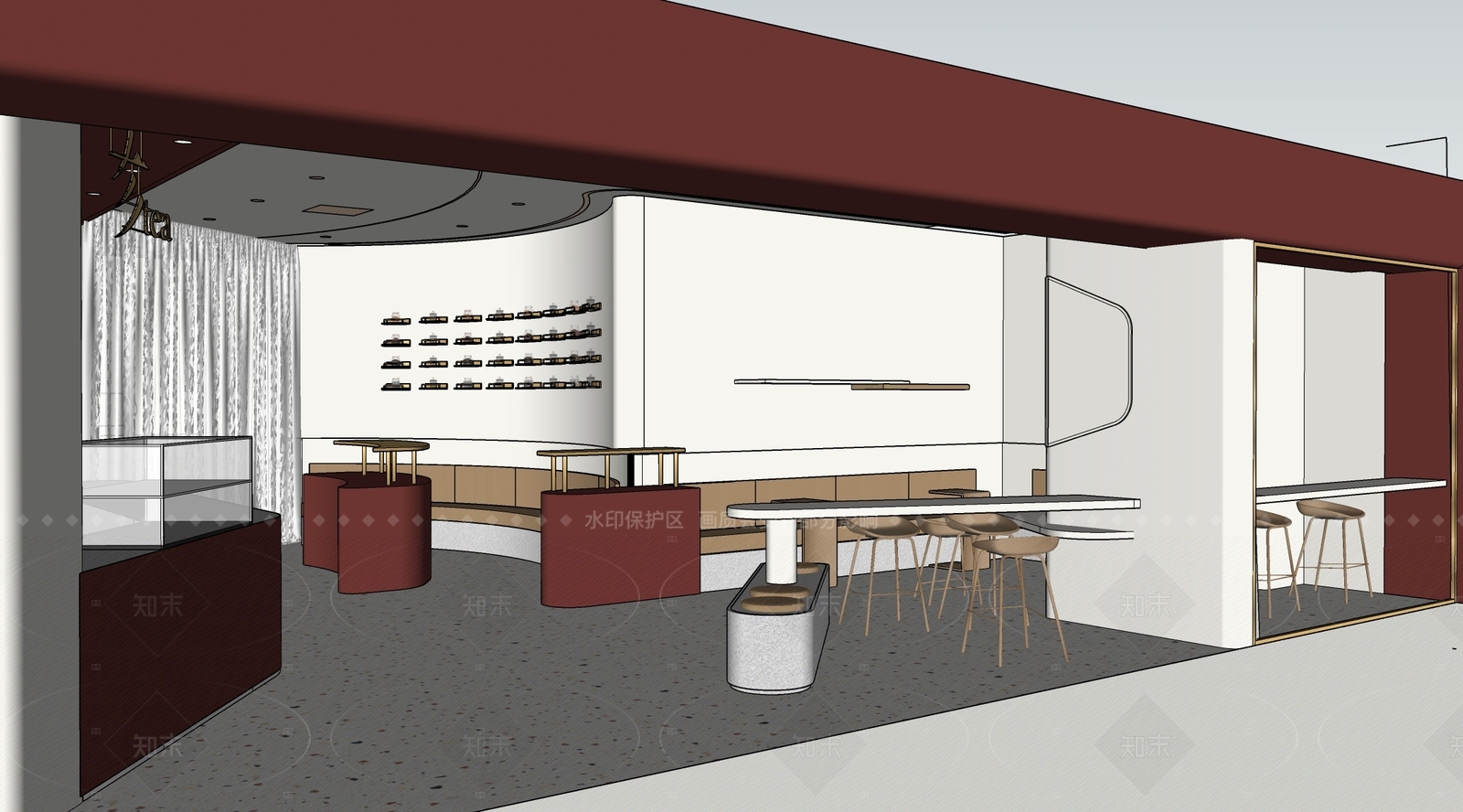 新中式奶茶店SU模型下载【ID:1215956903】