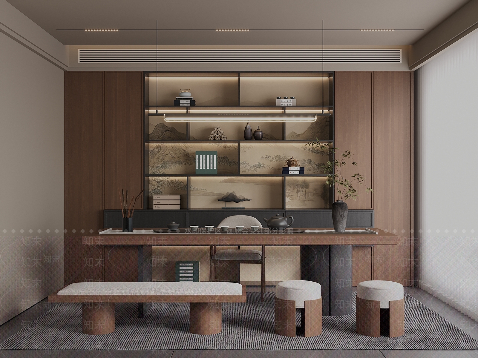 新中式中古茶室SU模型下载【ID:1200815886】