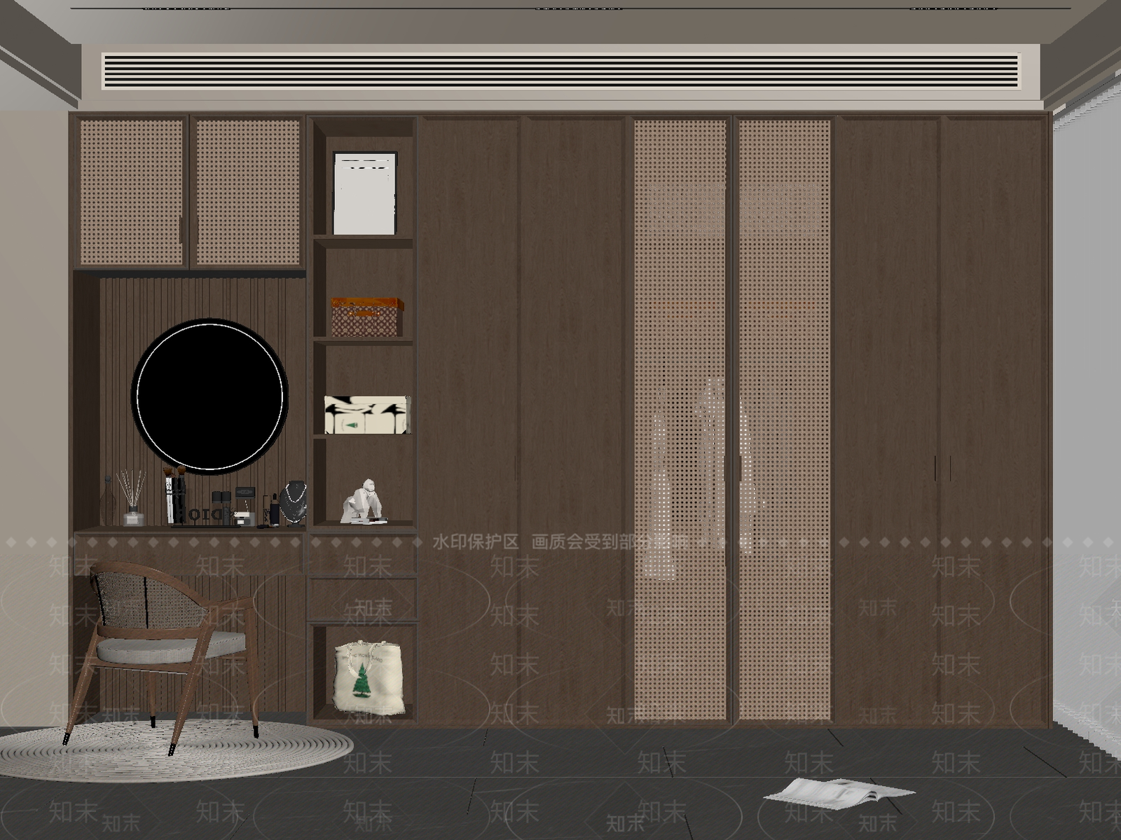 中古新中式衣柜SU模型下载【ID:1200817325】