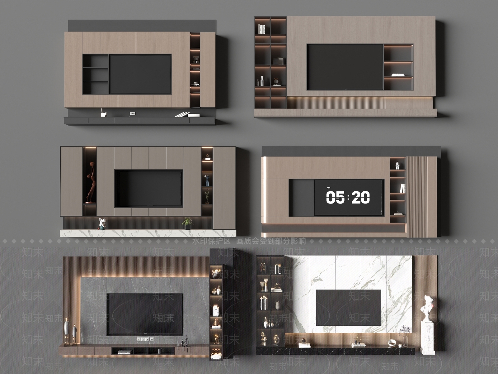 意式电视背景墙3D模型下载【ID:1200817507】