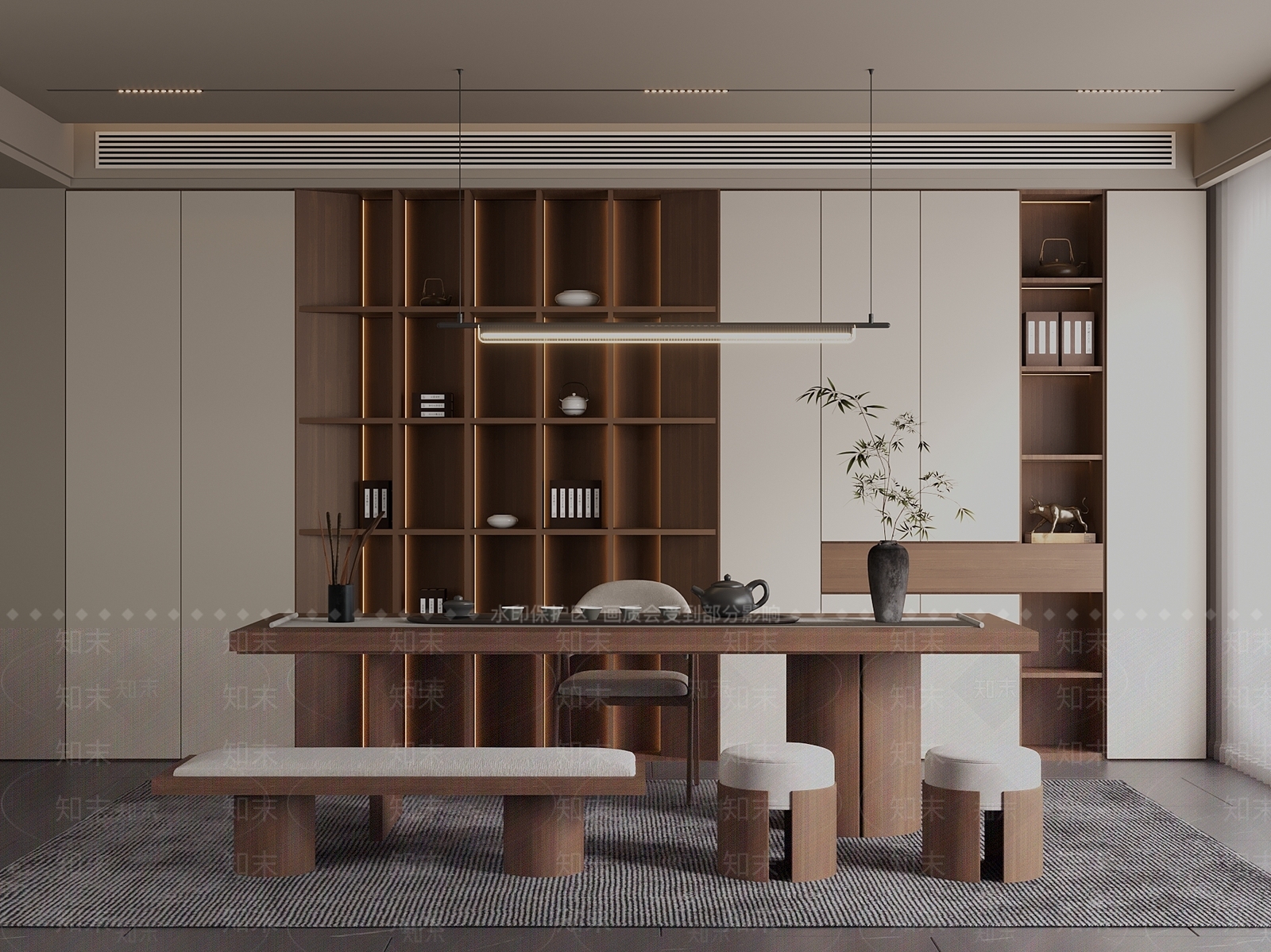 新中式中古书房3D模型下载【ID:1200818374】