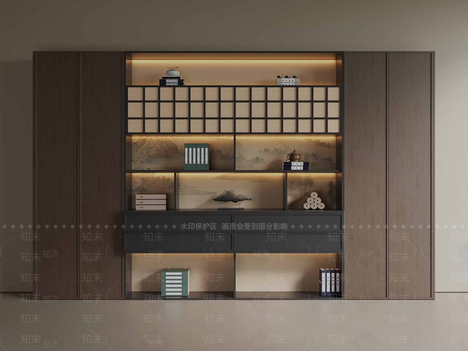 中古新中式书柜3D模型下载【ID:1200819908】