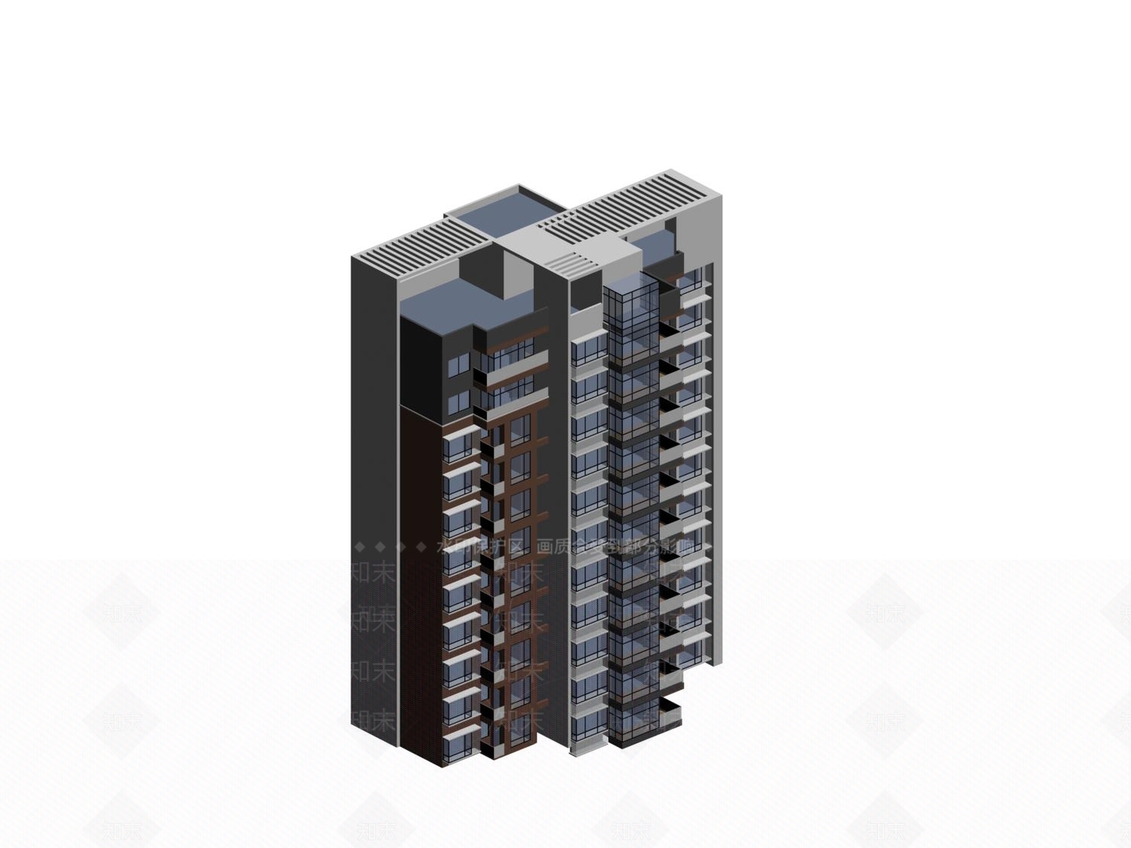 现代高层住宅3D模型下载【ID:1200821473】