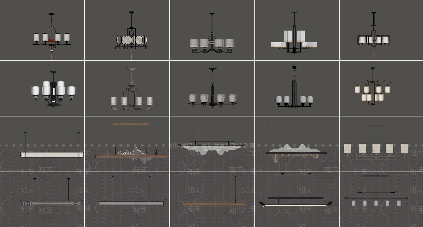 新中式中式艺术吊灯SU模型下载【ID:1200827201】
