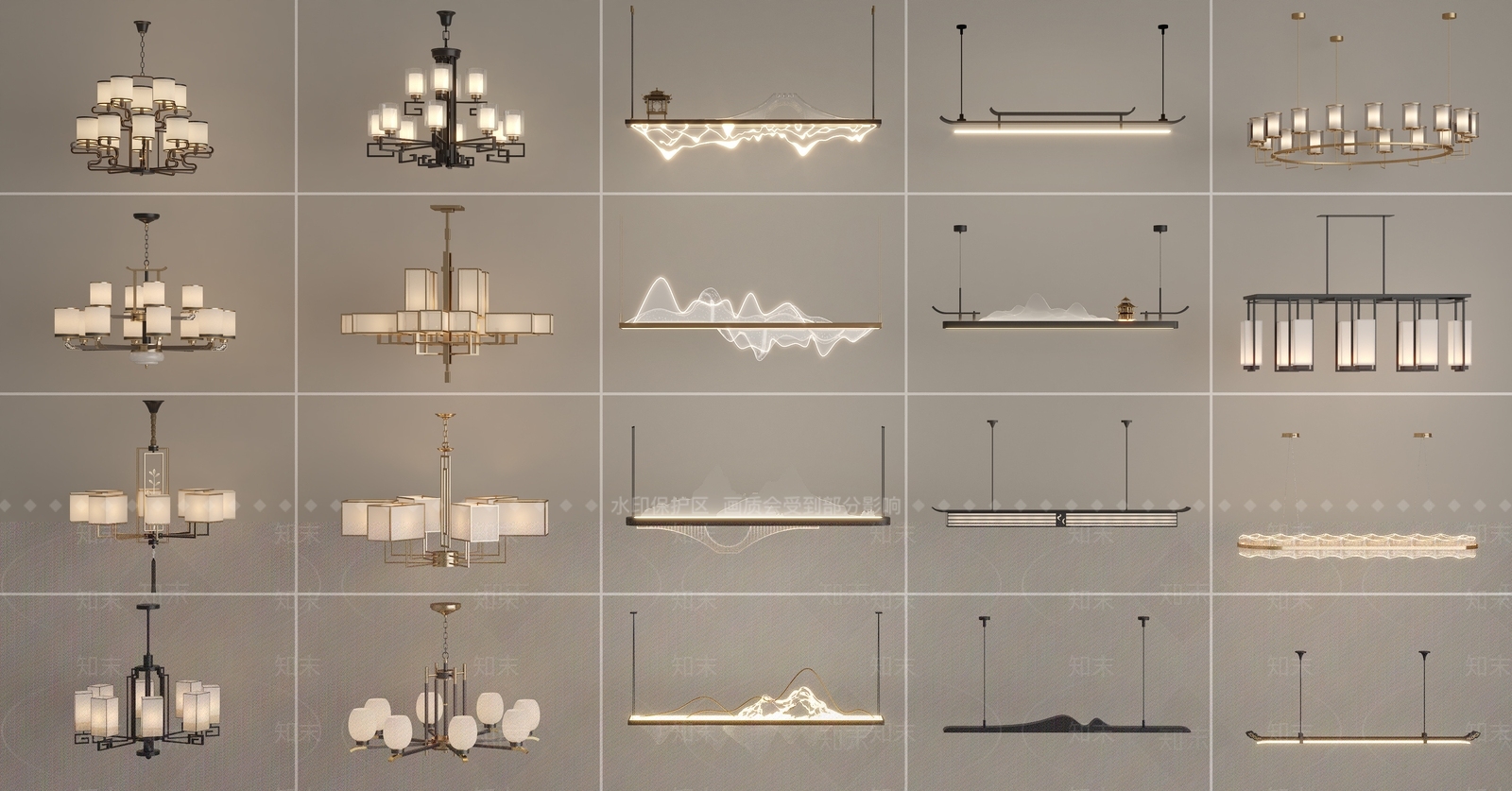 新中式中式艺术吊灯3D模型下载【ID:1200827948】