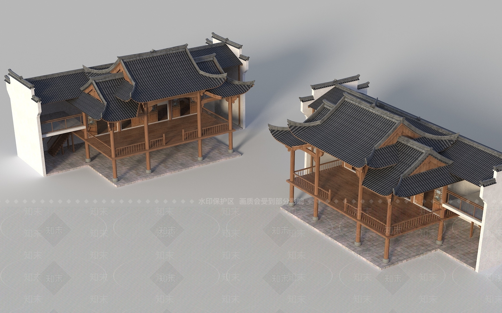 新中式中式古建3D模型下载【ID:1200828807】