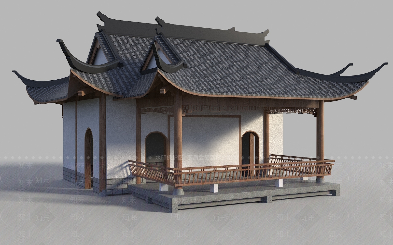 新中式中式古建3D模型下载【ID:1200828903】
