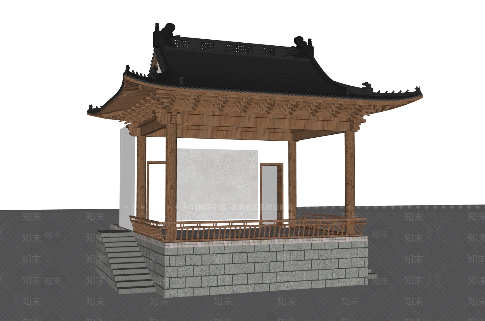 新中式中式古建筑SU模型下载【ID:1200829097】