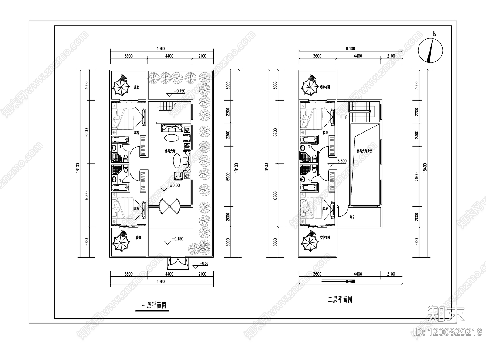 中式复古别墅建筑施工图下载【ID:1200829218】