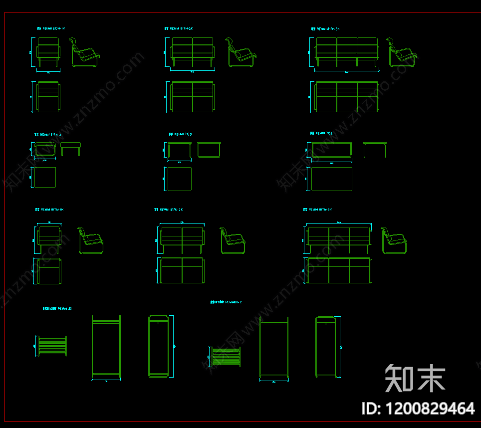 办公家具图库cad施工图下载【ID:1200829464】