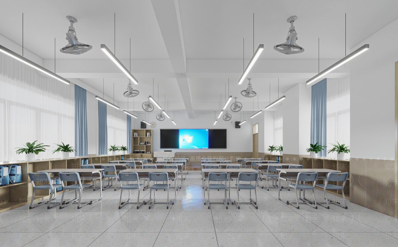 现代教室3D模型下载【ID:1200833405】