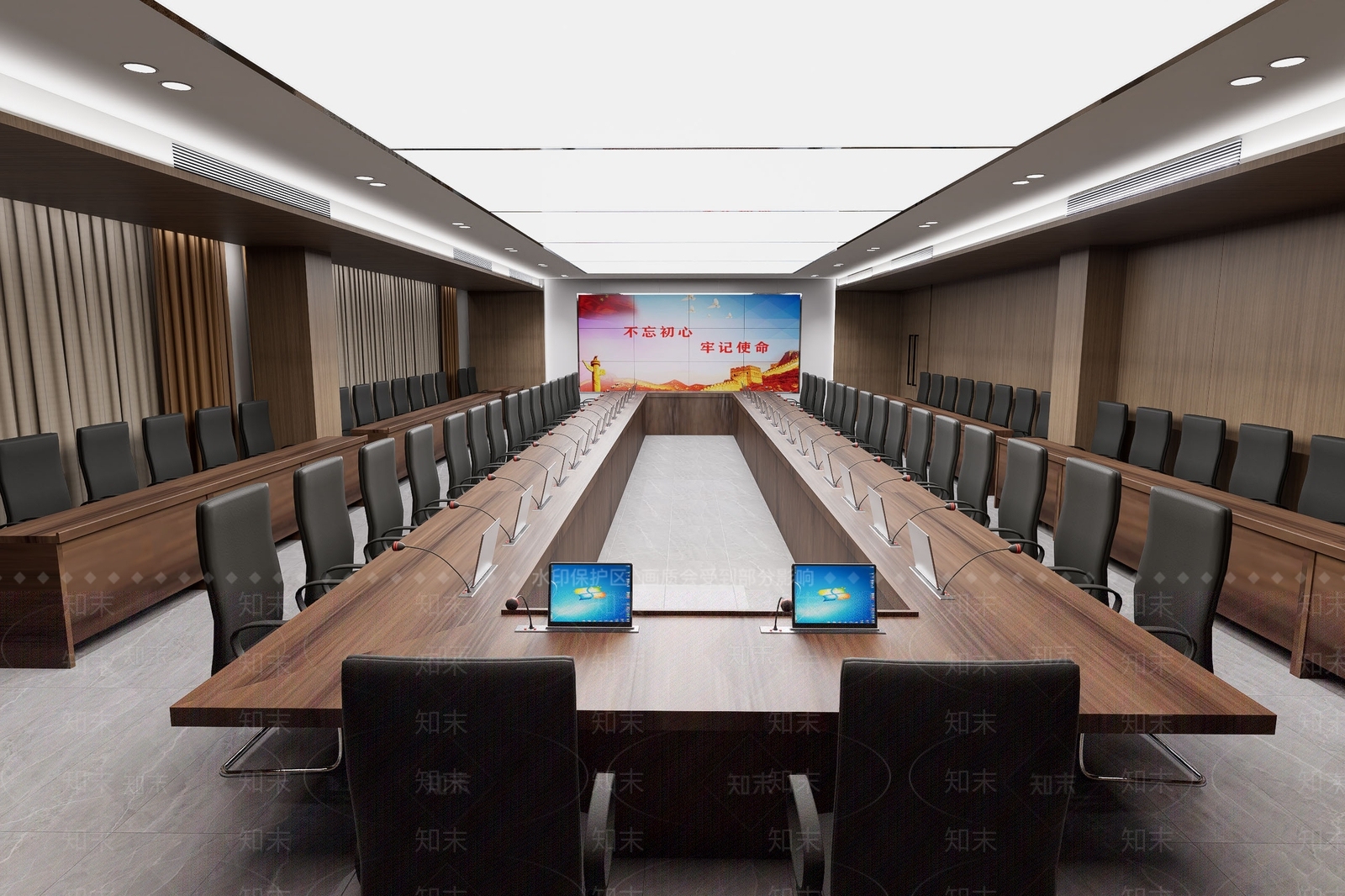 现代新中式会议室SU模型下载【ID:1200833675】