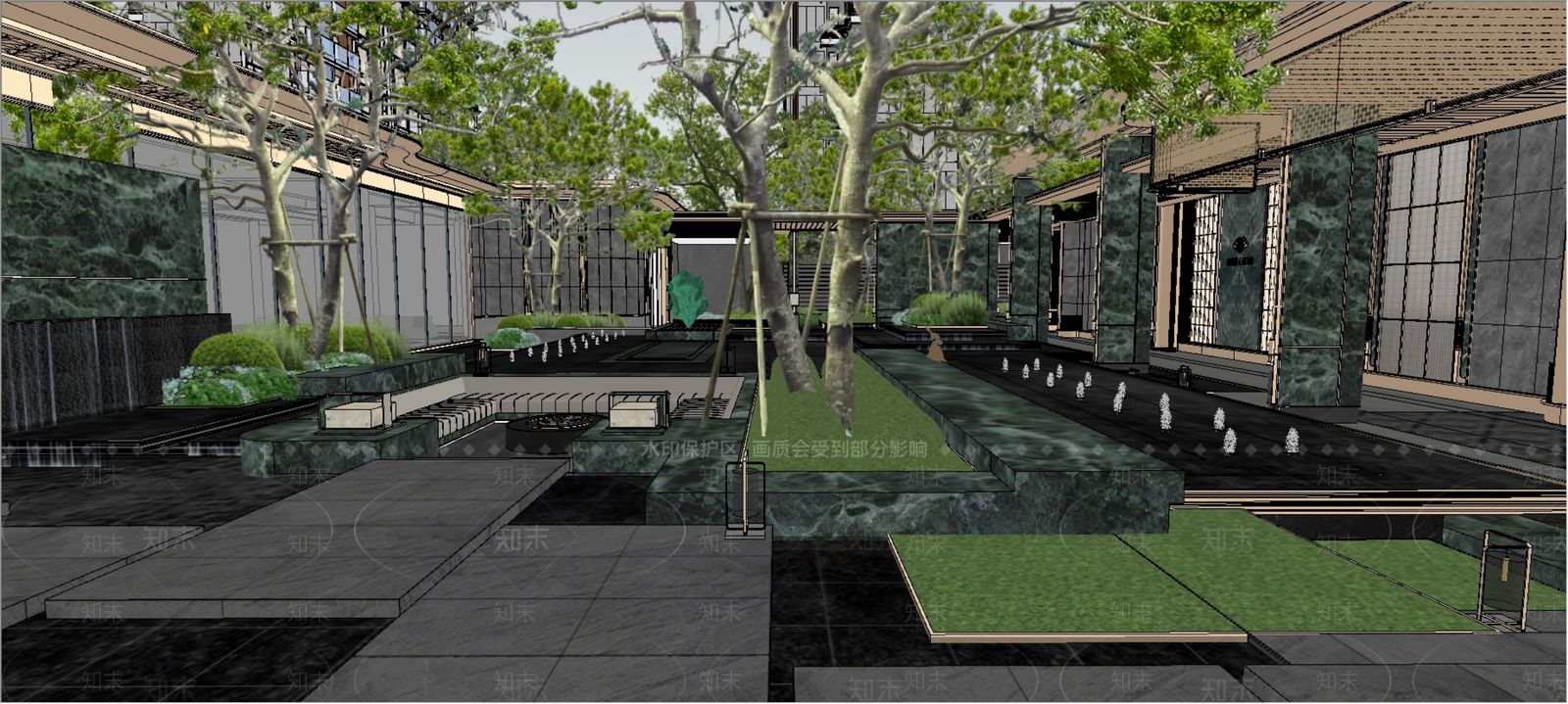 现代小区建筑SU模型下载【ID:1200833938】