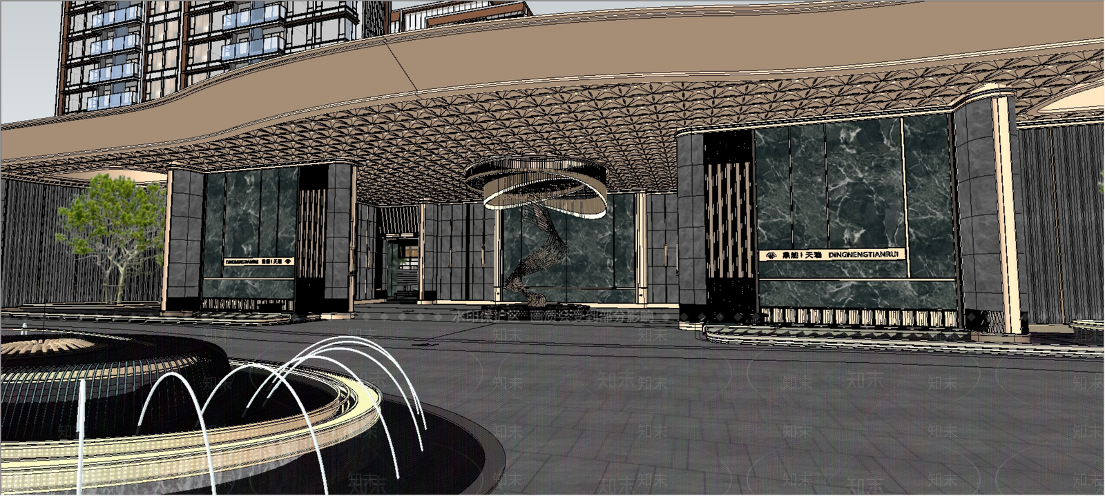 轻奢小区景观SU模型下载【ID:1200833976】