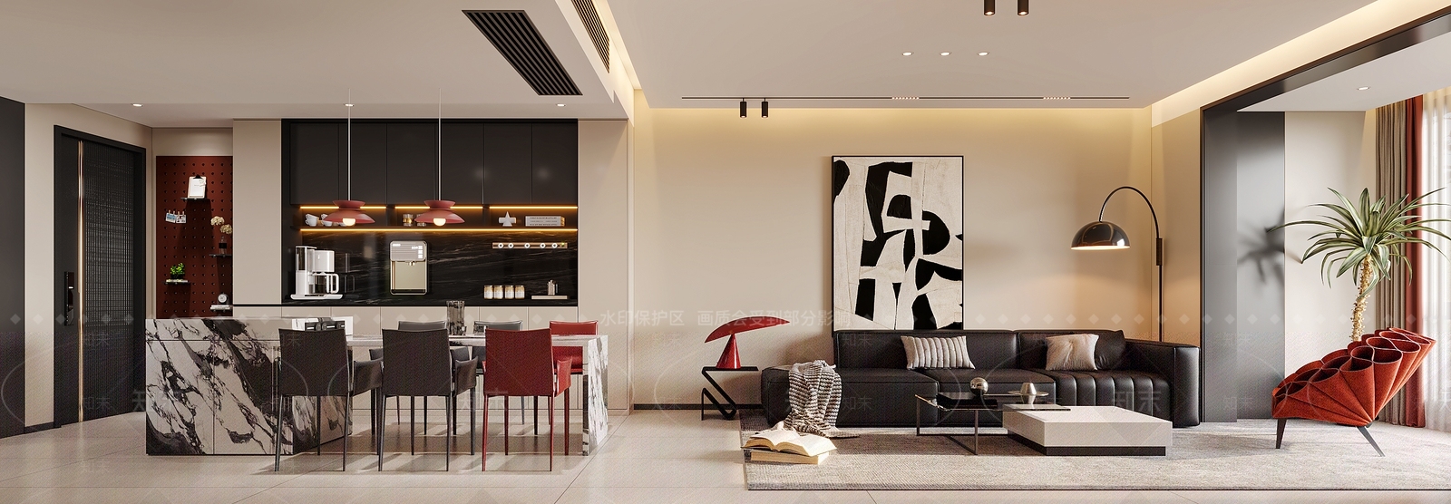 现代简约客餐厅3D模型下载【ID:1200835261】