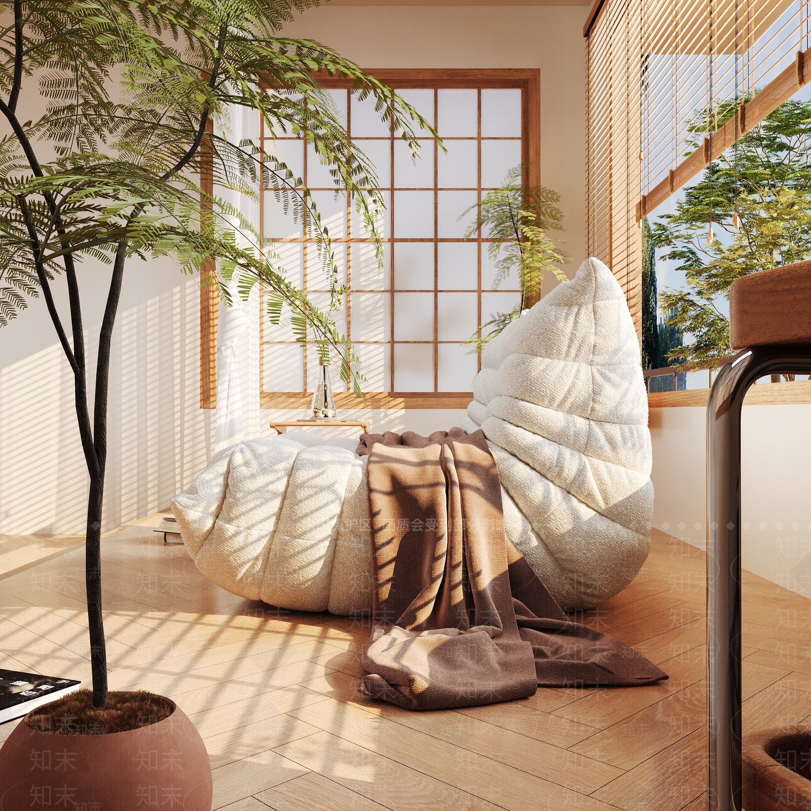 现代日式懒人沙发3D模型下载【ID:1200836192】