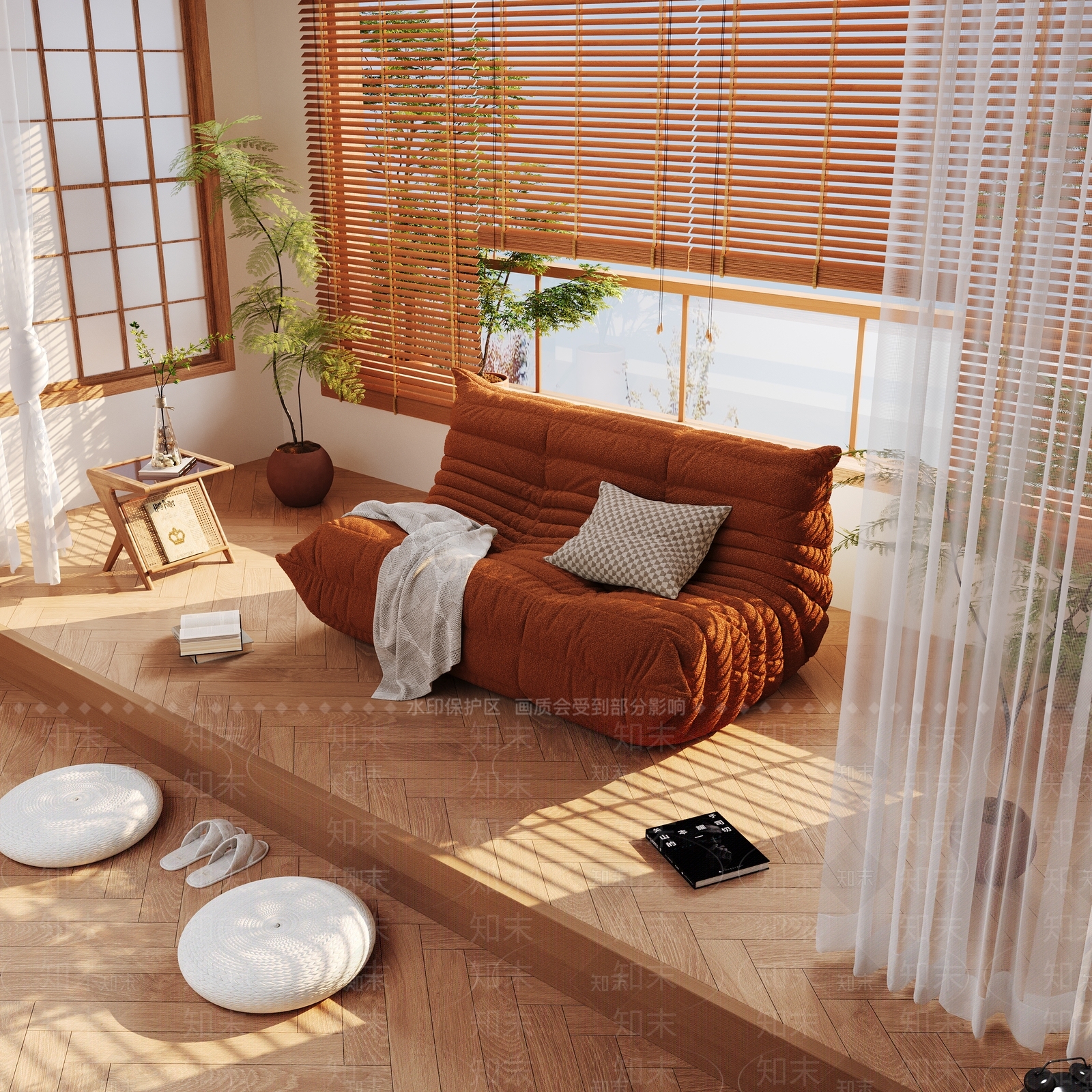 现代日式懒人沙发3D模型下载【ID:1200836192】
