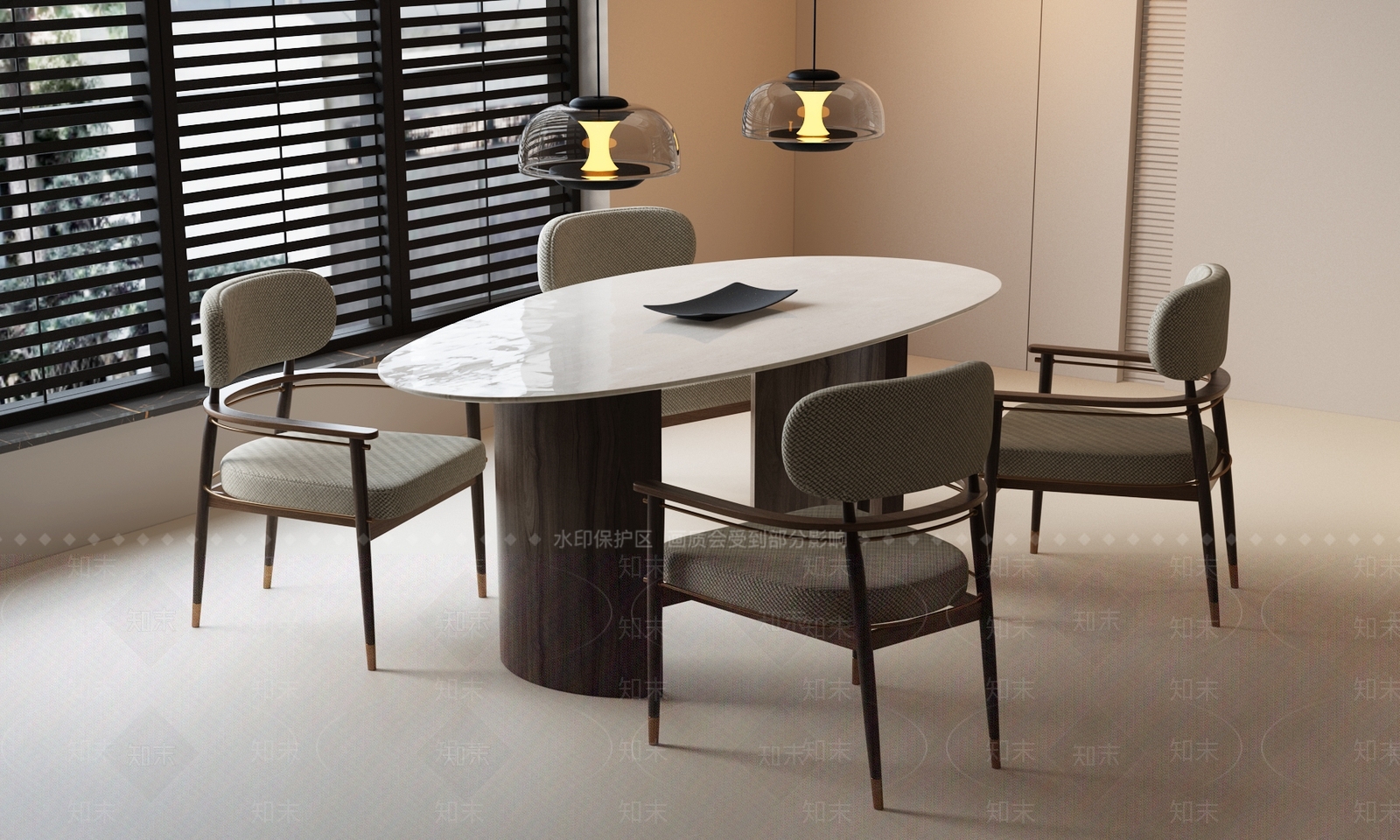现代意式餐桌椅3D模型下载【ID:1200837818】